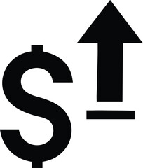Naklejka premium A dollar sign icon with an upward arrow representing a salary increase