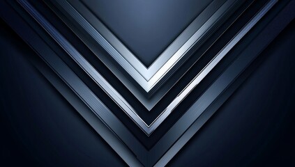 Obraz premium Dark, metallic, layered V-shaped abstract design