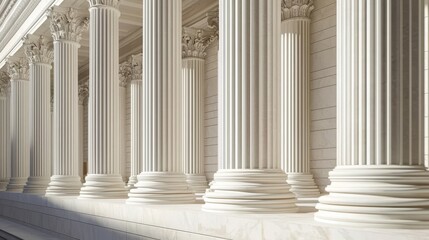 Elegant marble pillars enhance structural aesthetics.