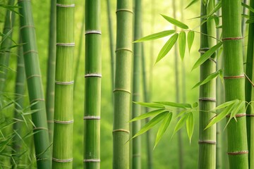 Fototapeta premium Vibrant Green Bamboo Forest With Seamless Natural Texture Generative AI