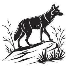 dhole black silhouette icon vector