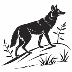 dhole black silhouette icon vector