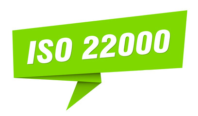 iso 22000 banner. iso 22000 speech bubble, label, sticker, sign template