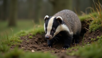 Fototapeta premium Badger in Forest Meadow