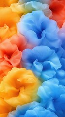 Abstract swirls of vibrant orange, yellow, and blue create a dynamic, colorful, swirling texture