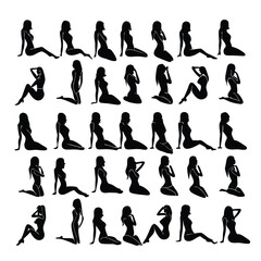 people silhouette set illustration white background.
