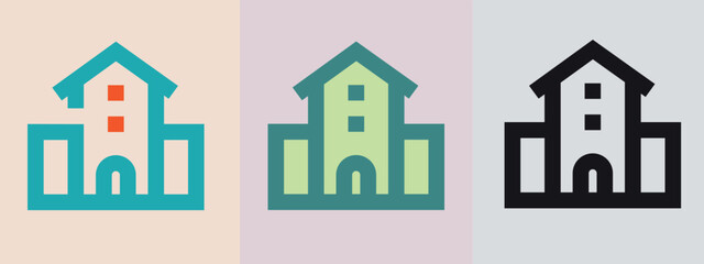 Modern House and Real Estate Icon Illustration