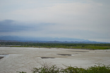 River water flowing outdoor mountain clouds