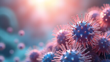 Fototapeta premium Close-up 3D render of virus with spikes, conceptual image of a viral infection