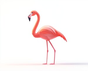 Fototapeta premium Tropical flamingo clipart in 3D watercolor on white