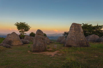 Mor Hin Khao is located in Phu Laen Kha National Park, Mueang District, Chaiyaphum Province. It is a stone pillar and stone column, a naturally occurring sculpture, scattered in various places © Rungsilp
