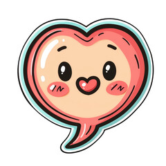 Obraz premium Cute Cartoon Heart Icon with a Smiley Face and Blushing Cheeks