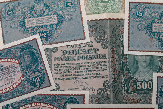 Fototapeta Banknoty Polskiej Krajowej kasy Pożyczkowej 1919-1923, 500 marek polskich