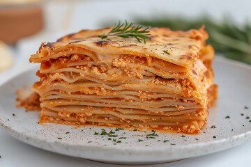 A Delicious Serving of Layers of Lasagna, Ready to Eat.
