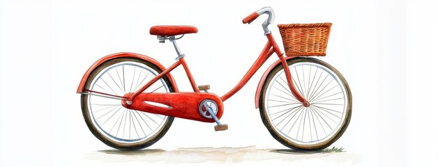 Naklejka premium Beach bicycle clipart in watercolor style