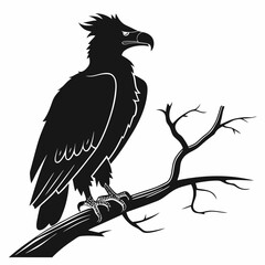 Obraz premium harpy eagle black silhouette icon vector