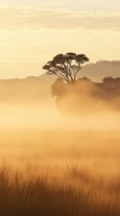 Fototapeta premium Golden Sunrise Over Misty Landscape