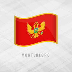 3d illustration Blowing flag of Montenegro. Vector flag of Montenegro Grey Background Symbol of Montenegro.