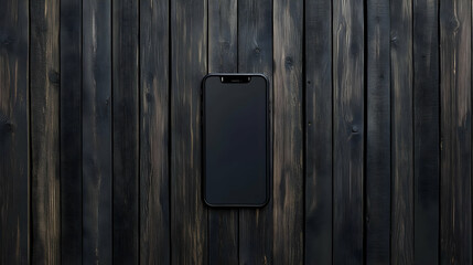 A smartphone displayed on a dark wooden surface, emphasizing technology and design.