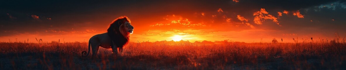 Fototapeta premium Golden Majesty: The Lion Under the Sun