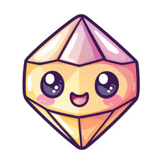 Cute Character with Bright Eyes and Cheerful Expression in Diamond Shape