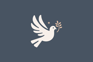  Minimalistic modern logo of a dove carrying an olive branch