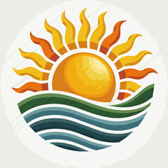 Obraz premium Sunrise over waves in vibrant colors