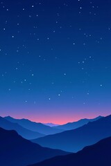 Fototapeta premium Abstract flat design of deep blue night sky background, design, Abstract, moon