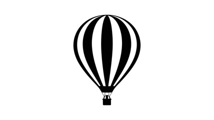 Obraz premium Soaring Silhouette: A monochrome illustration of a hot air balloon, boldly striped, ascends. Representing travel and adventure.