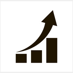Growing graph icon isolated. Stencil clipart Vector illustration