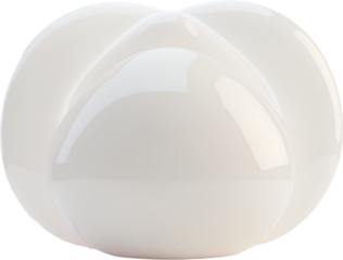 Glossy White Sphere with Grooves, Transparent Background