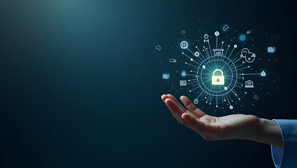 Fototapeta premium Minimalist Wallpaper for Cash-Free Society: Digital Symbols & Metallic Accents, Showcasing Advanced Payment Networks & Fintech Solutions - Ideal for Corporate Messaging.