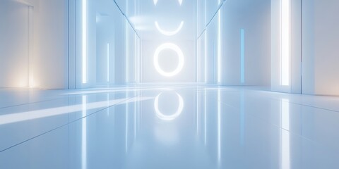 sometric flooring, Art of Planar Geometry, frosted glass white acrylic material, white background, Blue and white, cubic rendering, minimalistic, light colors, minimalistic internet technology poster 