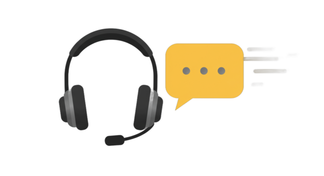 Headset and Chat Bubble Icon Representing Customer Support Services - Powered by Adobe