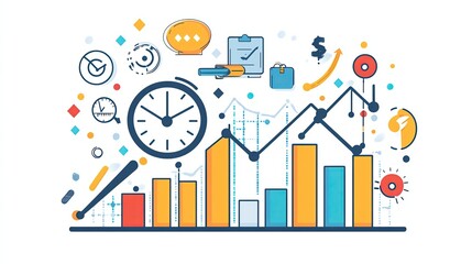 Fototapeta premium Colorful infographic with graphs and data elements.