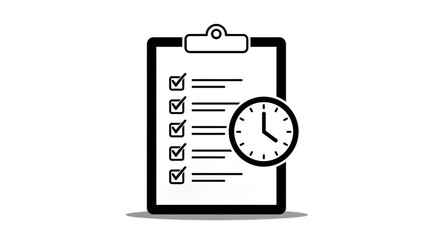 Checklist and Clock Icon Representing Time Management and Task Completion