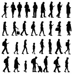 People silhouette set illustration white background.