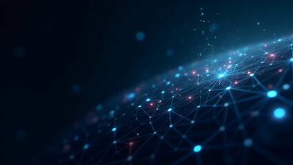 Fototapeta premium Futuristic Minimalist Wallpaper Design: Abstract Visuals with Dynamic Digital Grids & Space Icons for Corporate Branding - Ample Empty Space for Text Overlays