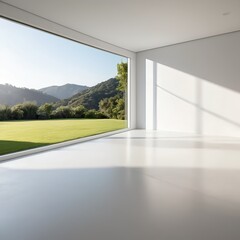 Fototapeta premium Minimalist Modern Room with Mountain View
