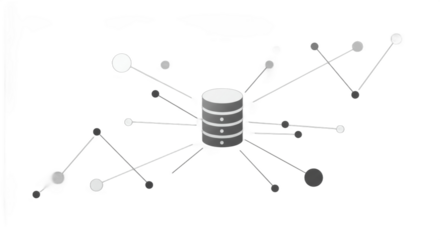 Interconnected vector database nodes representing data analytics, a clean elegant simplicity