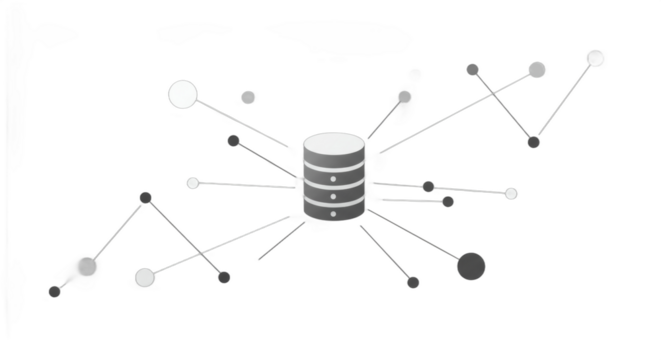 Interconnected vector database nodes representing data analytics, a clean elegant simplicity