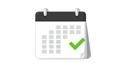 Successful schedule concept illustration with calendar and green check mark