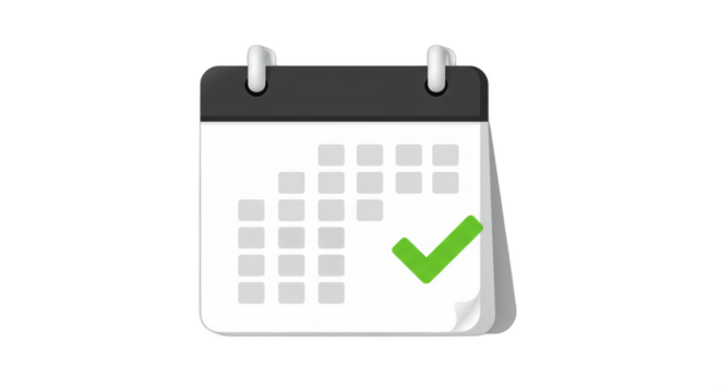 Successful schedule concept illustration with calendar and green check mark