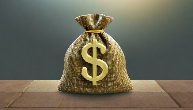 bag of money, Doller Bag on 3d icon on table.