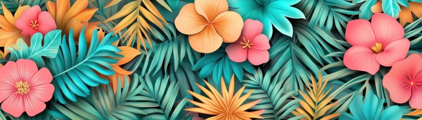 Obraz premium Exotic tropical flower wallpaper, vibrant blooms for stunning backgrounds vivid