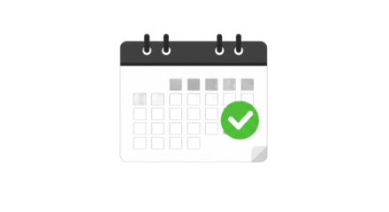 Appointment confirmed calendar with a green checkmark symbolizing time management and planning