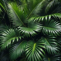 Lush Tropical Palm Leaves Background