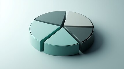 Fototapeta premium D pie chart with sliced animation look, green and gray palette, professional and clean layout for marketing visuals