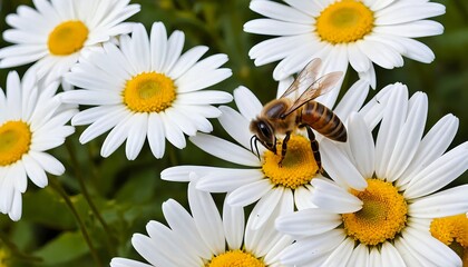 Obraz premium Honeybee on White Daisies
