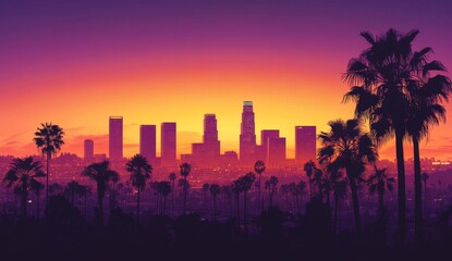 Vibrant Sunset over City Skyline